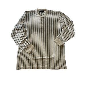 NWOT Eddie Bauer Mens Tall Large Long Sleeve Striped Henley Shirt 100% Cotton